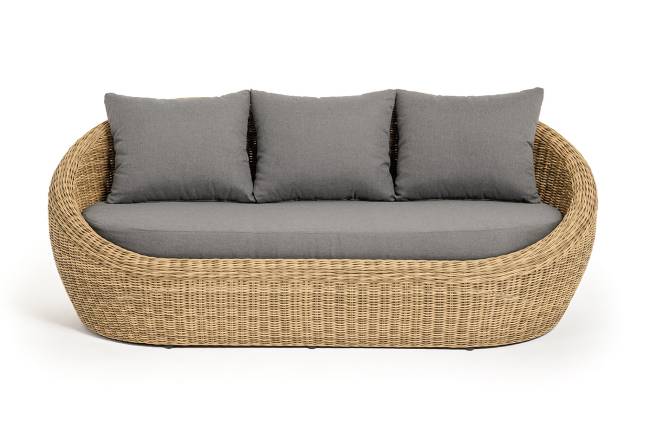 "Барселона" диван из искусственного ротанга трехместный, цвет соломенный