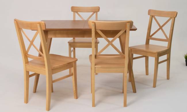 Стол Сканди 120 натур со стульями Ингольф натур Стол Сканди 120 натур со стульями Ингольф натур