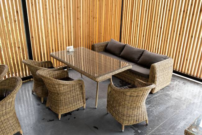 "Кальяри" диван из искусственного ротанга (гиацинт) трехместный, цвет соломенный