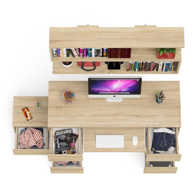 Двухтумбовый стол компьютерный Мори МС-2 с тумбочкой с ящиком и полкой на 1200 цвет дуб сонома Двухтумбовый стол компьютерный Мори МС-2 с тумбочкой с ящиком и полкой на 1200 цвет дуб сонома