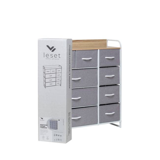 Комод Leset Ноа 9 ящиков Белый Светло-серый