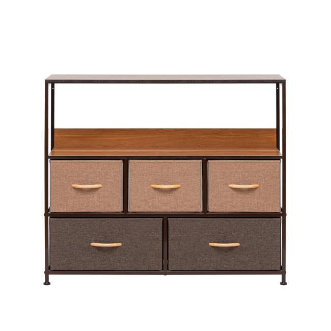 Комод Leset Локи 5 ящиков с полкой Коричневый Бежевый, светло-коричневый, темно-коричневый