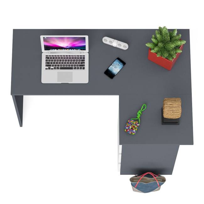 Угловой компьютерный стол Мори МС-16 правый цвет графит/белый