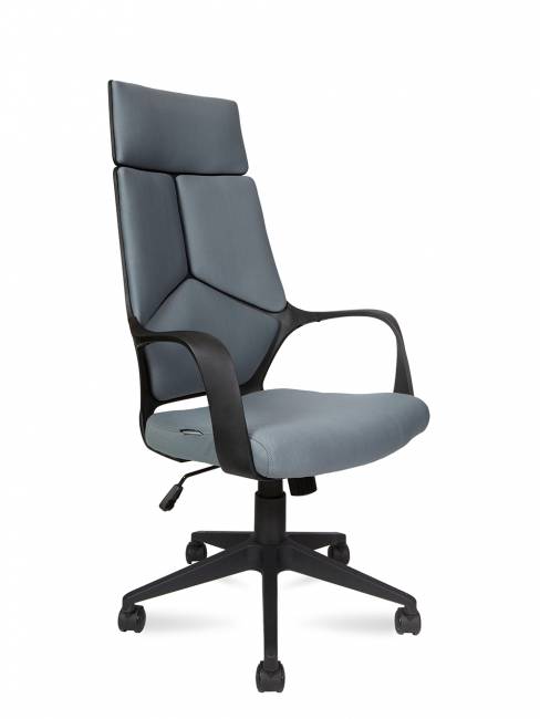 Кресло офисное / IQ / (black plastic, dark grey) черный пластик / темно-серая ткань