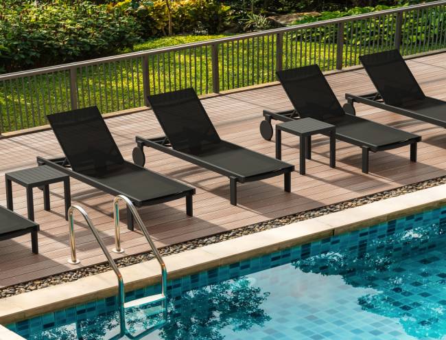 Шезлонг-лежак металлический Casablanca черный 1900х740х310 мм