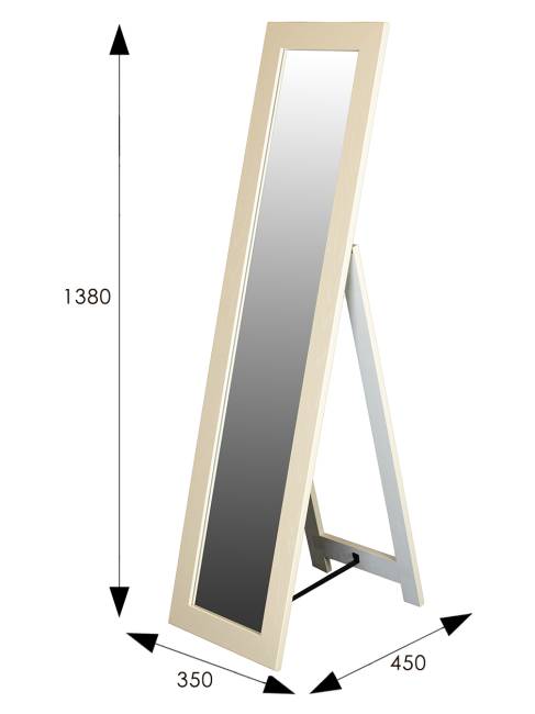Зеркало напольное BeautyStyle 8 слоновая кость 138 см х 35 см