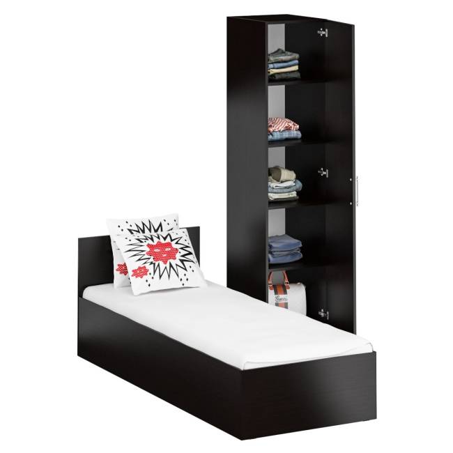 Кровать односпальная 800 с пеналом Стандарт цвет венге