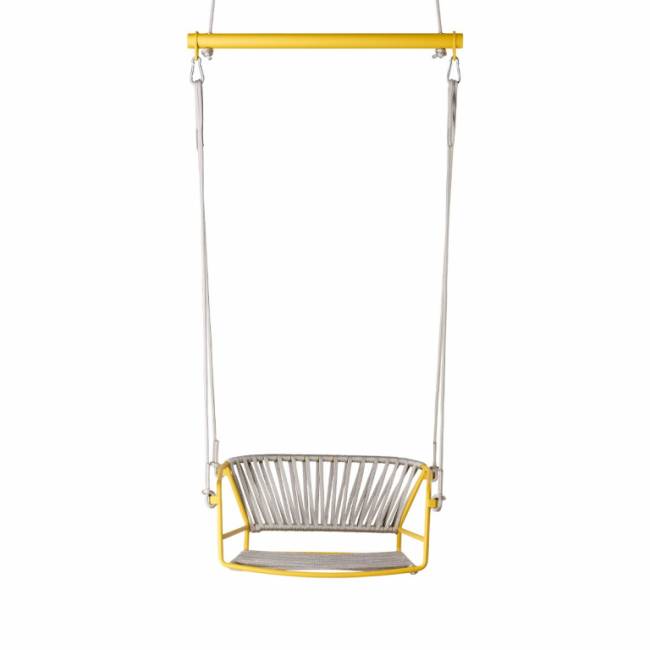 Качели плетеные Lisa Swing желтый, серебристый 730х650х1750 мм