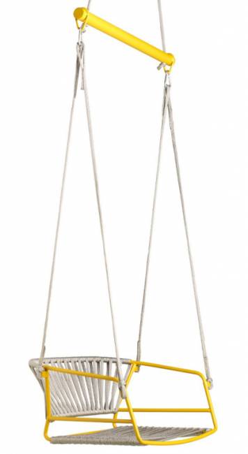 Качели плетеные Lisa Swing желтый, серебристый 730х650х1750 мм