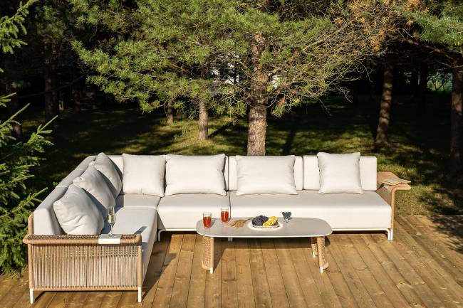 "Мальдивы" трансформирующаяся лаунж-зона из искусственного ротанга, цвет соломенный (К)