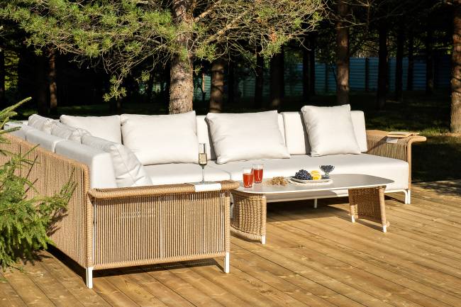 "Мальдивы" трансформирующаяся лаунж-зона из искусственного ротанга, цвет соломенный (К)