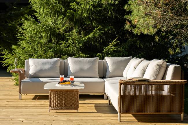 "Мальдивы" трансформирующаяся лаунж-зона из искусственного ротанга, цвет соломенный (К)