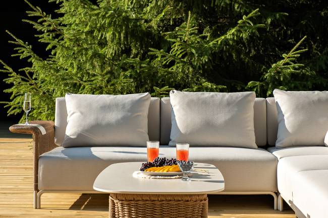 "Мальдивы" трансформирующаяся лаунж-зона из искусственного ротанга, цвет соломенный (К)