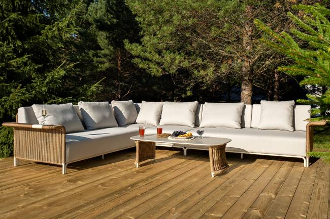 "Мальдивы" трансформирующаяся лаунж-зона из искусственного ротанга, цвет соломенный (К)