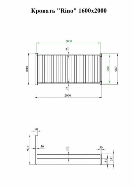 Кровать Rino 1200 х 2000 дуб, без покраски
