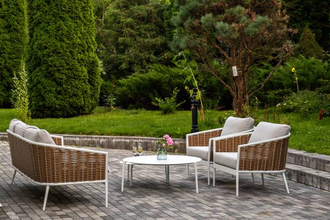 "Тоскана" лаунж-зона из искусственного ротанга, цвет соломенный (К)