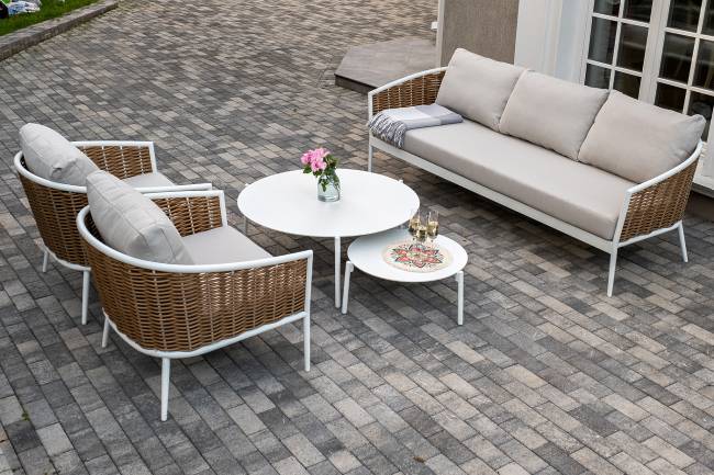 "Тоскана" лаунж-зона из искусственного ротанга, цвет соломенный (К)