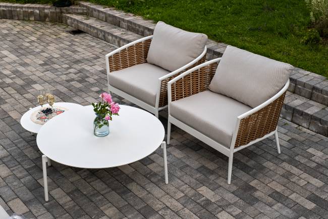 "Тоскана" лаунж-зона из искусственного ротанга, цвет соломенный (К)