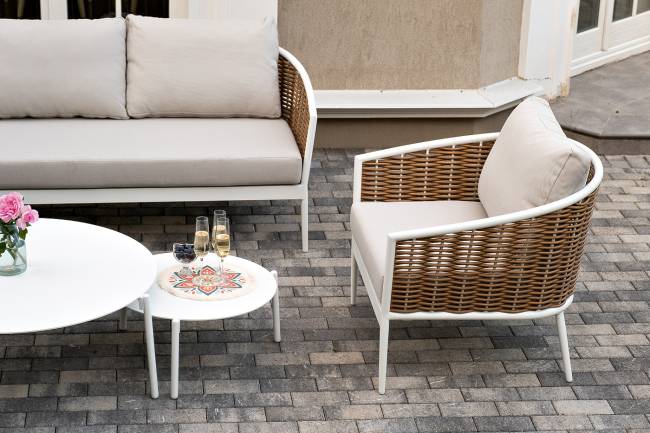 "Тоскана" лаунж-зона из искусственного ротанга, цвет соломенный (К)