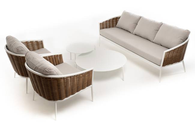 "Тоскана" лаунж-зона из искусственного ротанга, цвет соломенный (К)