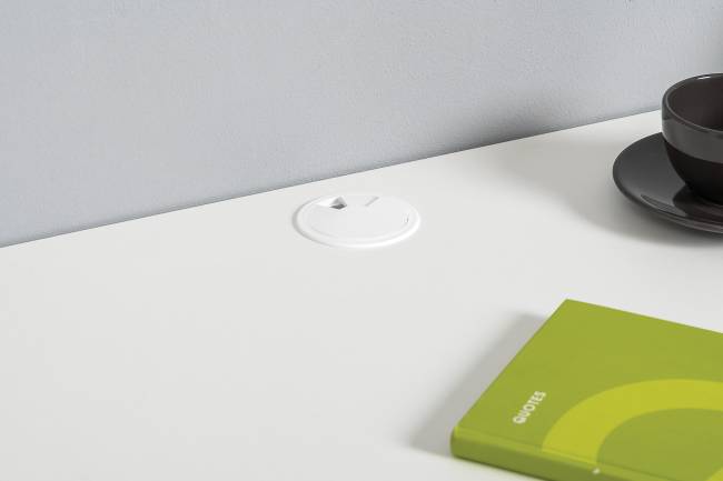 Два письменных стола и открытый стеллаж Торонто цвет белый шагрень/стальной серый