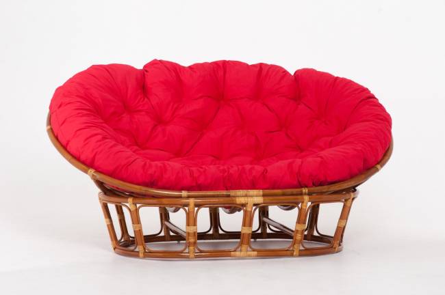 Кресло "MAMASAN" коньяк  красная подушка