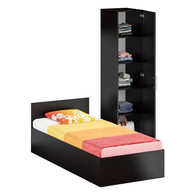 Кровать односпальная 900 с пеналом Стандарт цвет венге Кровать односпальная 900 с пеналом Стандарт цвет венге