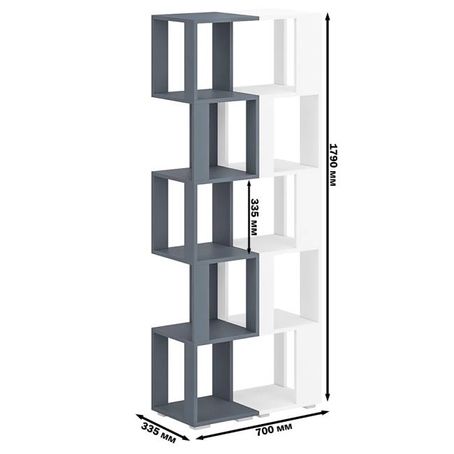 Комплект их 2-х стеллажей цвет графит/белый