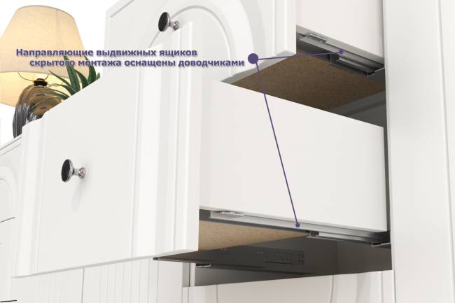 Тумба для ТВ с двумя навесными полкой Валенсия цвет белый шагрень