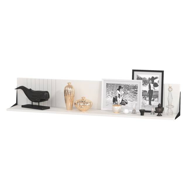 Тумба для ТВ с двумя навесными полкой Валенсия цвет белый шагрень