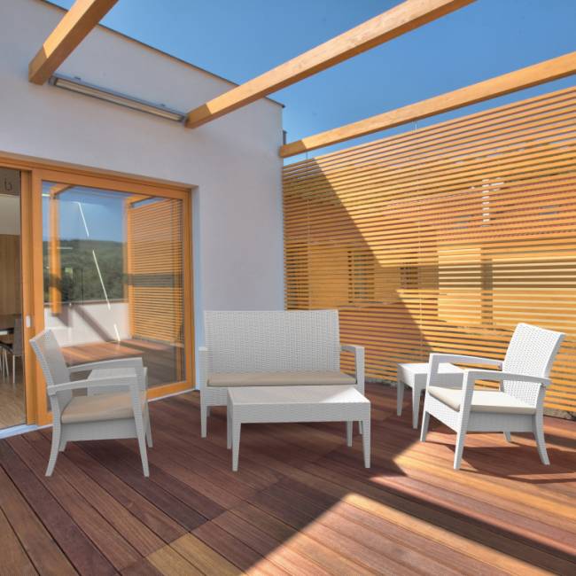 Столик плетеный для шезлонга GT 1009 белый 450х450х450 мм Столик плетеный для шезлонга GT 1009 белый 450х450х450 мм