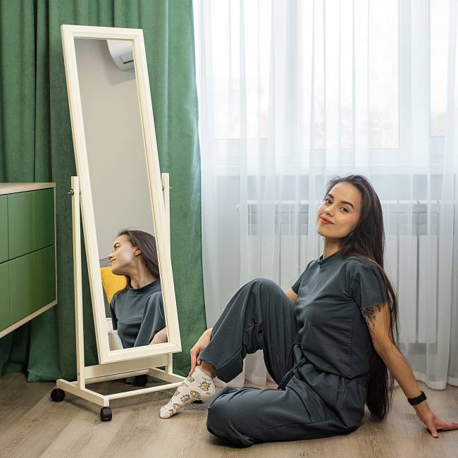 Зеркало напольное BeautyStyle 27 слоновая кость 135 см х 42,5 см