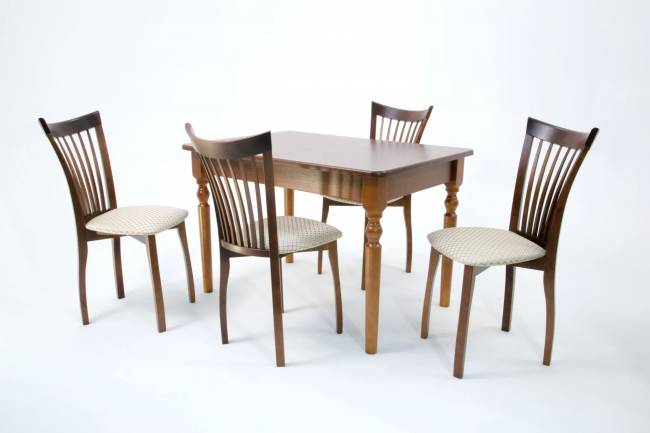 Обеденная группа Верди 120 со стульями Миранда орех/ ромб бежевый