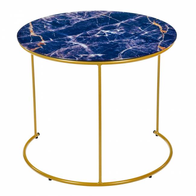 Набор кофейных столиков Tango темно-синий с ножками матовое золото, 2шт Набор кофейных столиков Tango темно-синий с ножками матовое золото, 2шт