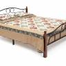 Кровать AT-808 дерево гевея/металл, 160*200 см (Queen bed), красный дуб/черный красный дуб/черный дерево гевея/металл