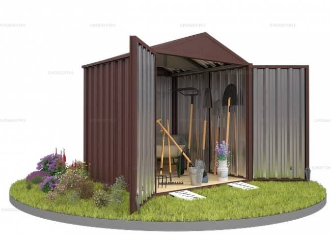 Хозблок SKOGGY секционный с двускатной крышей 2 х 2 м, шоколадный Хозблок SKOGGY секционный с двускатной крышей 2 х 2 м, шоколадный
