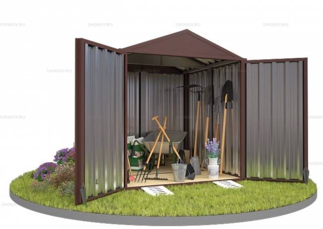 Хозблок SKOGGY секционный с двускатной крышей 2 х 2 м, шоколадный Хозблок SKOGGY секционный с двускатной крышей 2 х 2 м, шоколадный