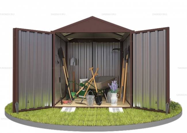 Хозблок SKOGGY секционный с двускатной крышей 2 х 2 м, шоколадный Хозблок SKOGGY секционный с двускатной крышей 2 х 2 м, шоколадный