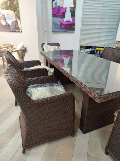 Стол плетеный обеденный Barcelona светло-коричневый 2000х900х720 мм Стол плетеный обеденный Barcelona светло-коричневый 2000х900х720 мм