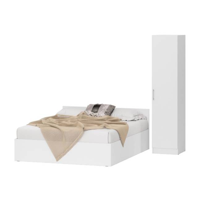 Кровать белая двуспальная 1600 с пеналом Стандарт цвет белый