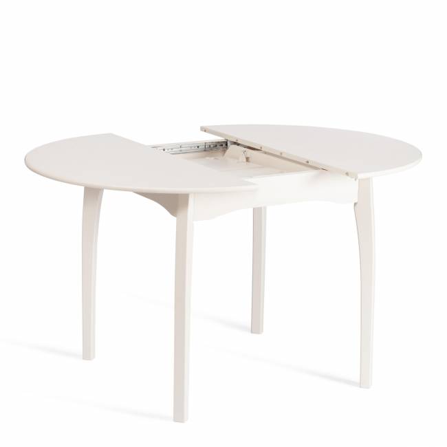 Стол DIAMANTE круглый бук, мдф, шпон дуба, 100 х 100+30 х 75 см, Ivory white Ivory white бук, мдф, шпон дуба