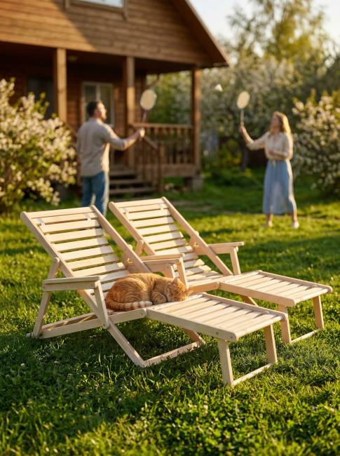 Шезлонг с подлокотниками