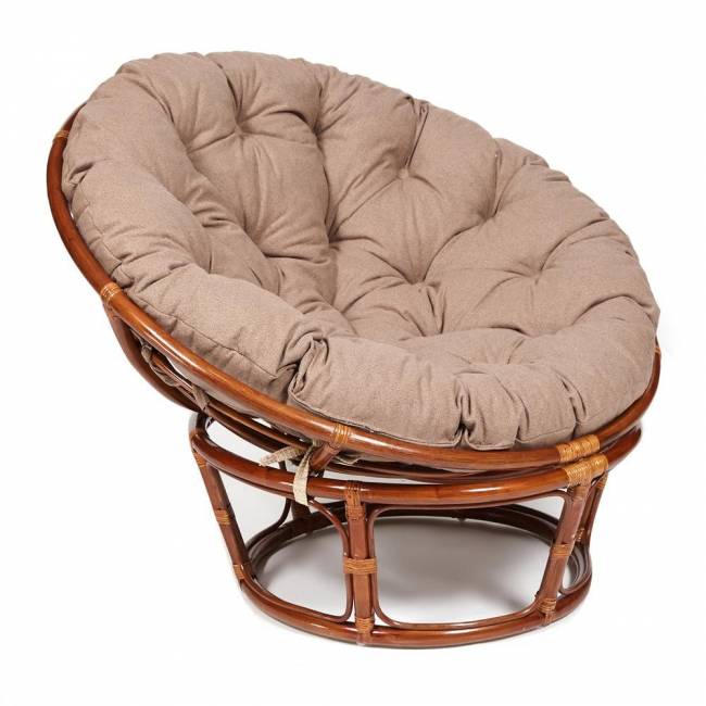 Кресло PAPASAN/ПАПАСАН 23/01 W  /с подушкой/ 115х101х104 см, Pecan (орех), экошерсть Коричневый, 1811-5 Pecan (орех)