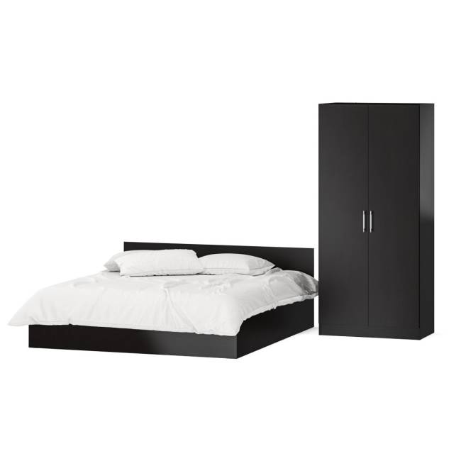 Кровать двуспальная 1800 со шкафом для одежды 2-х створчатым Стандарт цвет венге